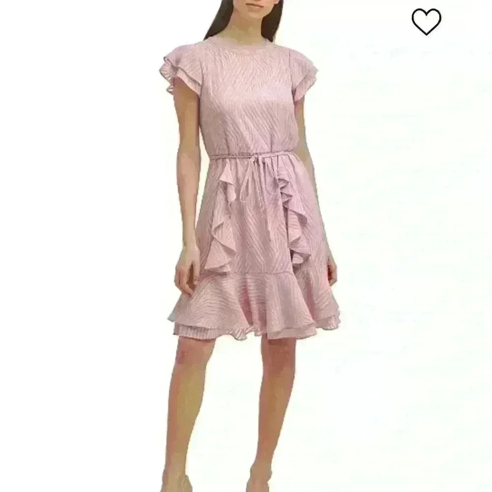 Karl Lagerfeld Pink Ruffle Midi Dress